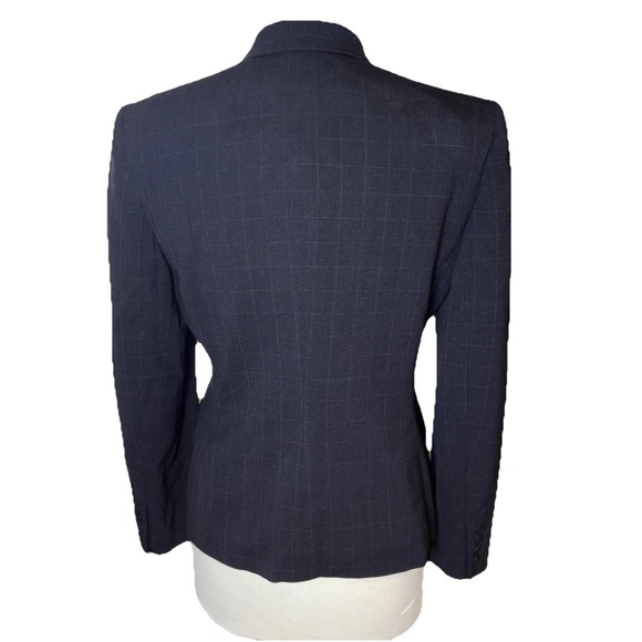 LAUREN RALPH LAUREN Black windowpane plaid Check Pattern Wool Blazer Sz 8 Office - Picture 4 of 7